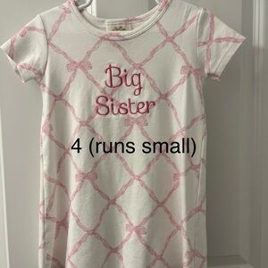 The Beaufort Bonnet Company Belle Meade Bow Pink and White 'Big Sister' Dress